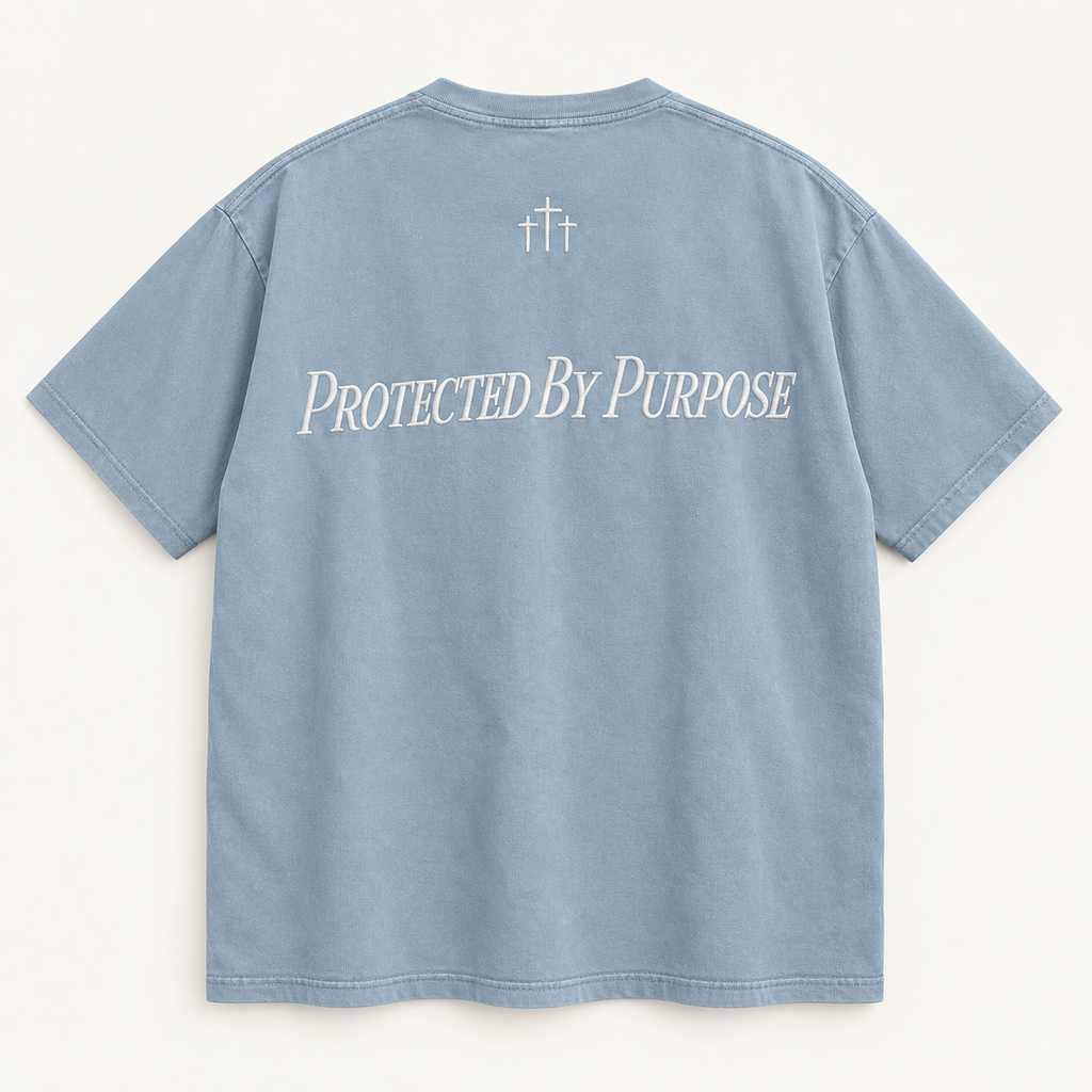 Protected by Purpose Mineral-Wash Tee Blue