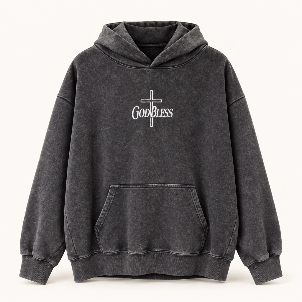 Protected by Purpose Mineral-Wash Hoodie Black