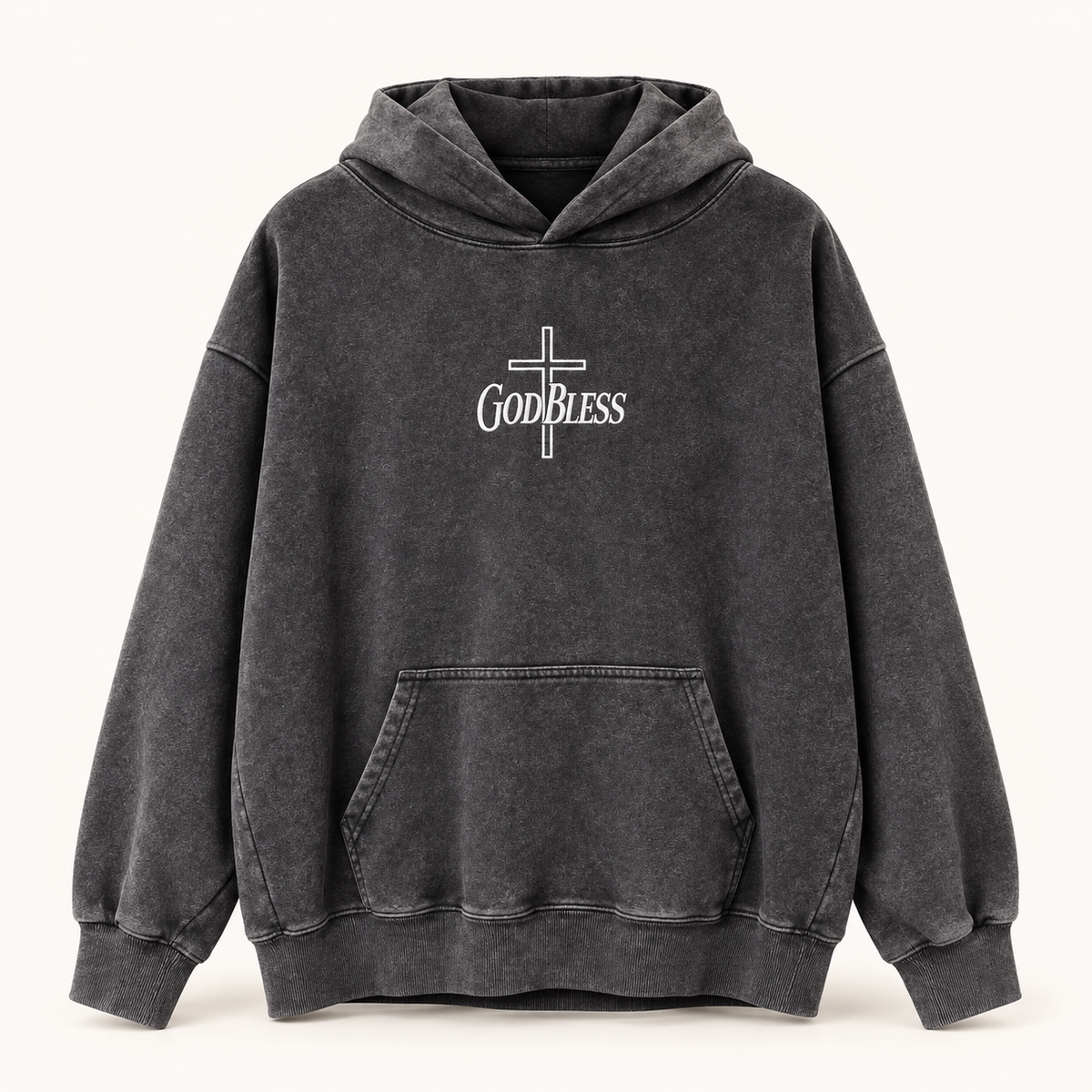 Protected by Purpose Mineral-Wash Hoodie Black